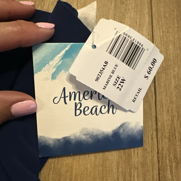 American Beach Women's Plus Size 22W Marine Blue Swim‎ Skirt NEW - Picture 4 of 7